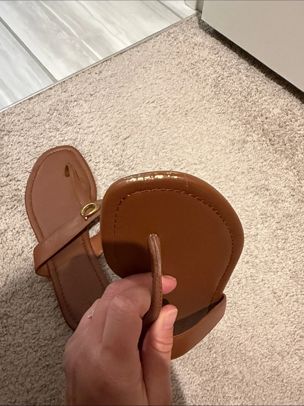 Women’s Brown Leather Coach Sandal - Picture 4 of 5